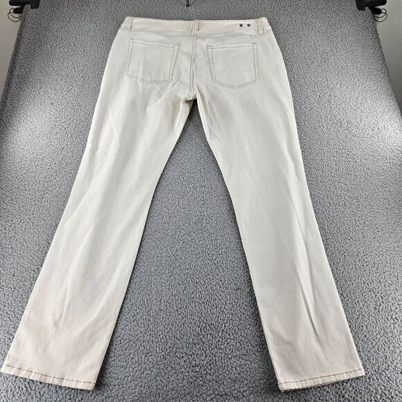 Cabi Jeans Women 14 (38x32) White Slim Boyfriend Distressed Mid Rise Stretch - Picture 13 of 16